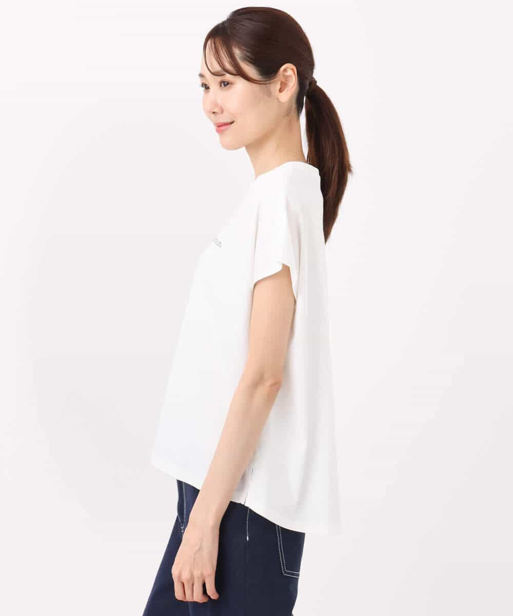 FOKHA61075 MK MICHEL KLEIN(MK ミッシェルクラン) フレンチスリーブロゴTシャツ/接触冷感/洗える ホワイト