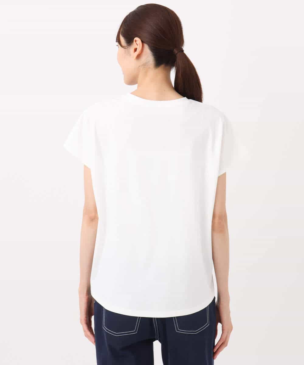 FOKHA61075 MK MICHEL KLEIN(MK ミッシェルクラン) フレンチスリーブロゴTシャツ/接触冷感/洗える ホワイト