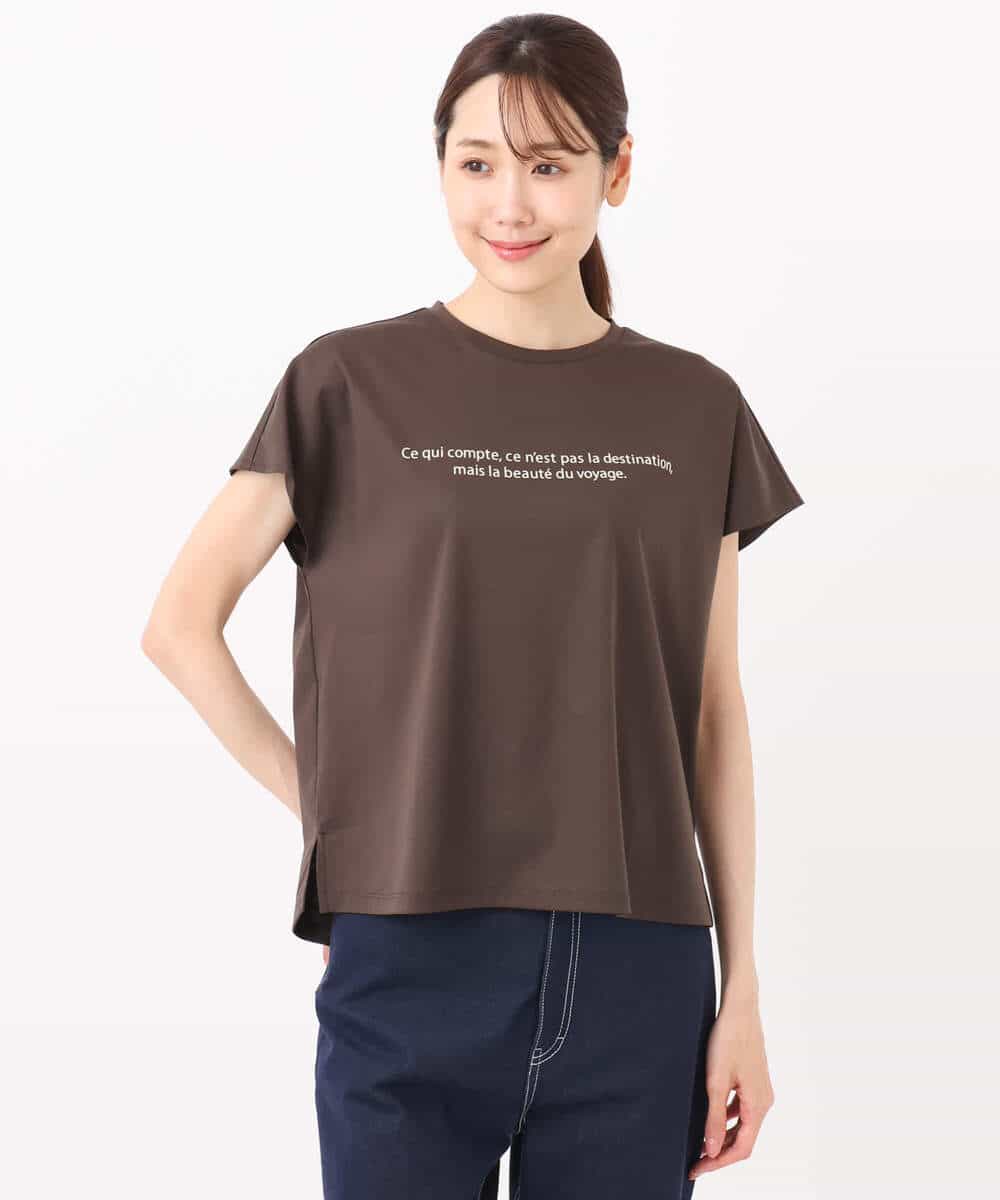 FOKHA61075 MK MICHEL KLEIN(MK ミッシェルクラン) フレンチスリーブロゴTシャツ/接触冷感/洗える ホワイト