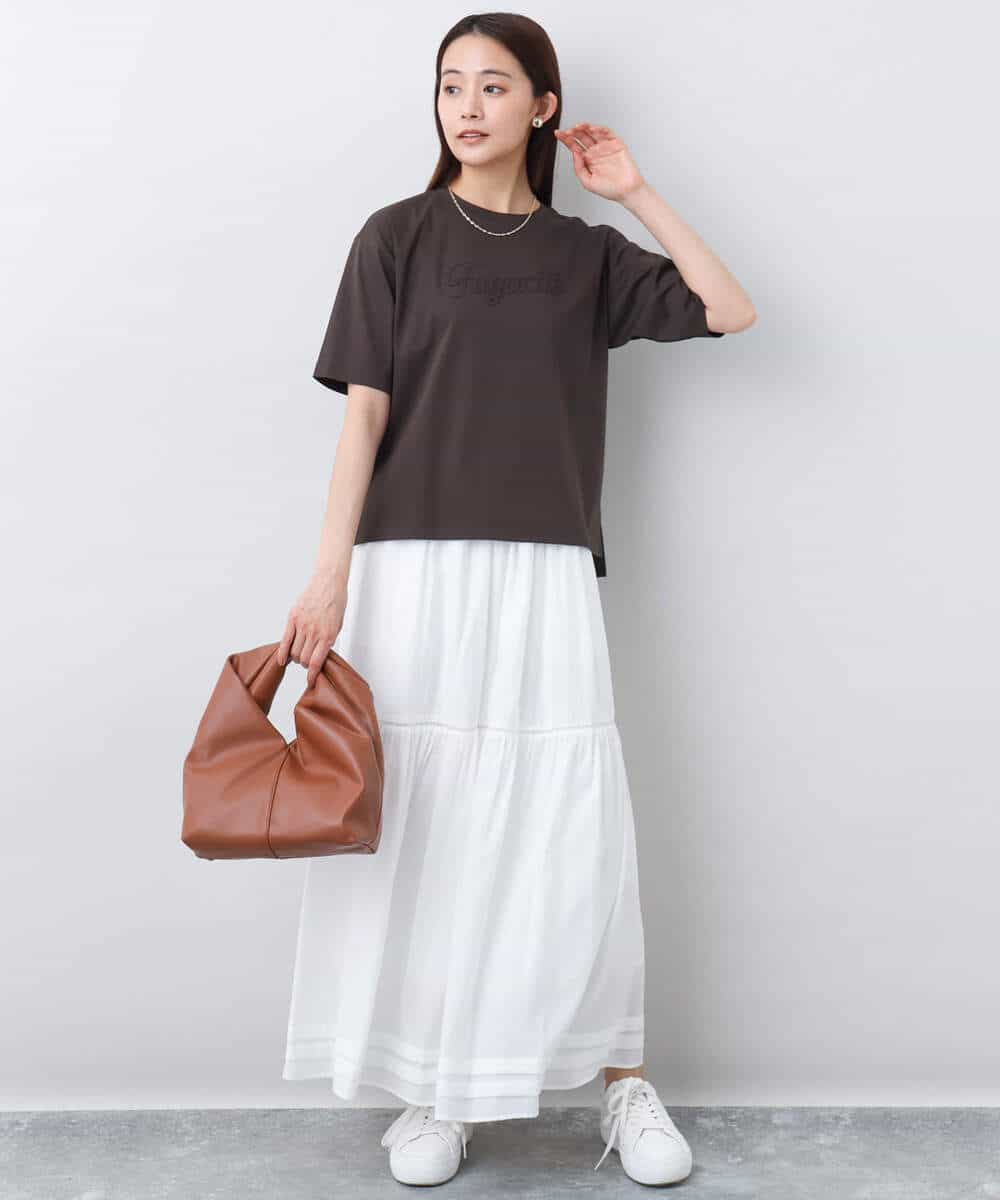 FOKHA62080 MK MICHEL KLEIN(MK ミッシェルクラン) リラックスシルエット ロゴTシャツ/接触冷感/洗える ホワイト