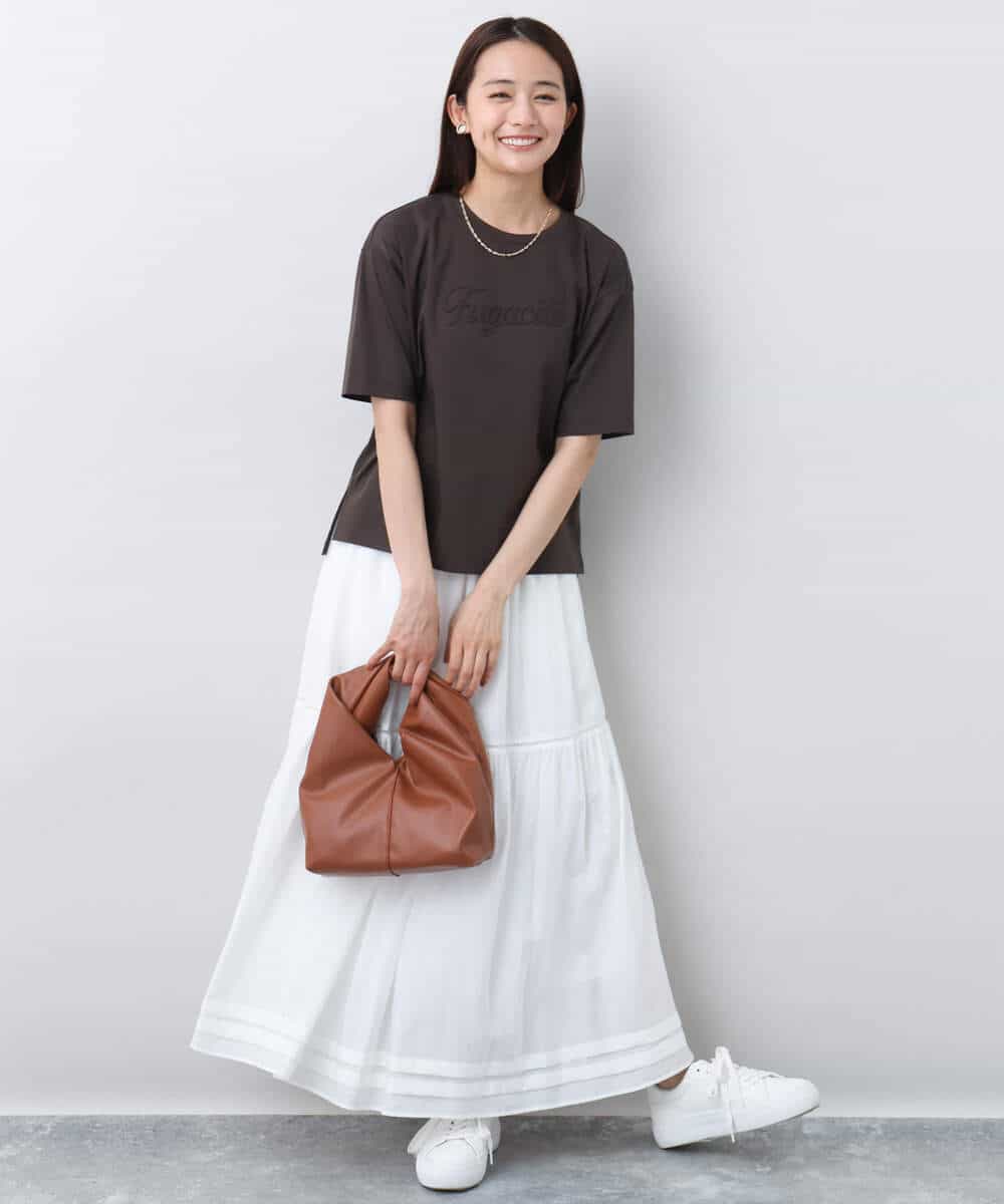 FOKHA62080 MK MICHEL KLEIN(MK ミッシェルクラン) リラックスシルエット ロゴTシャツ/接触冷感/洗える ホワイト