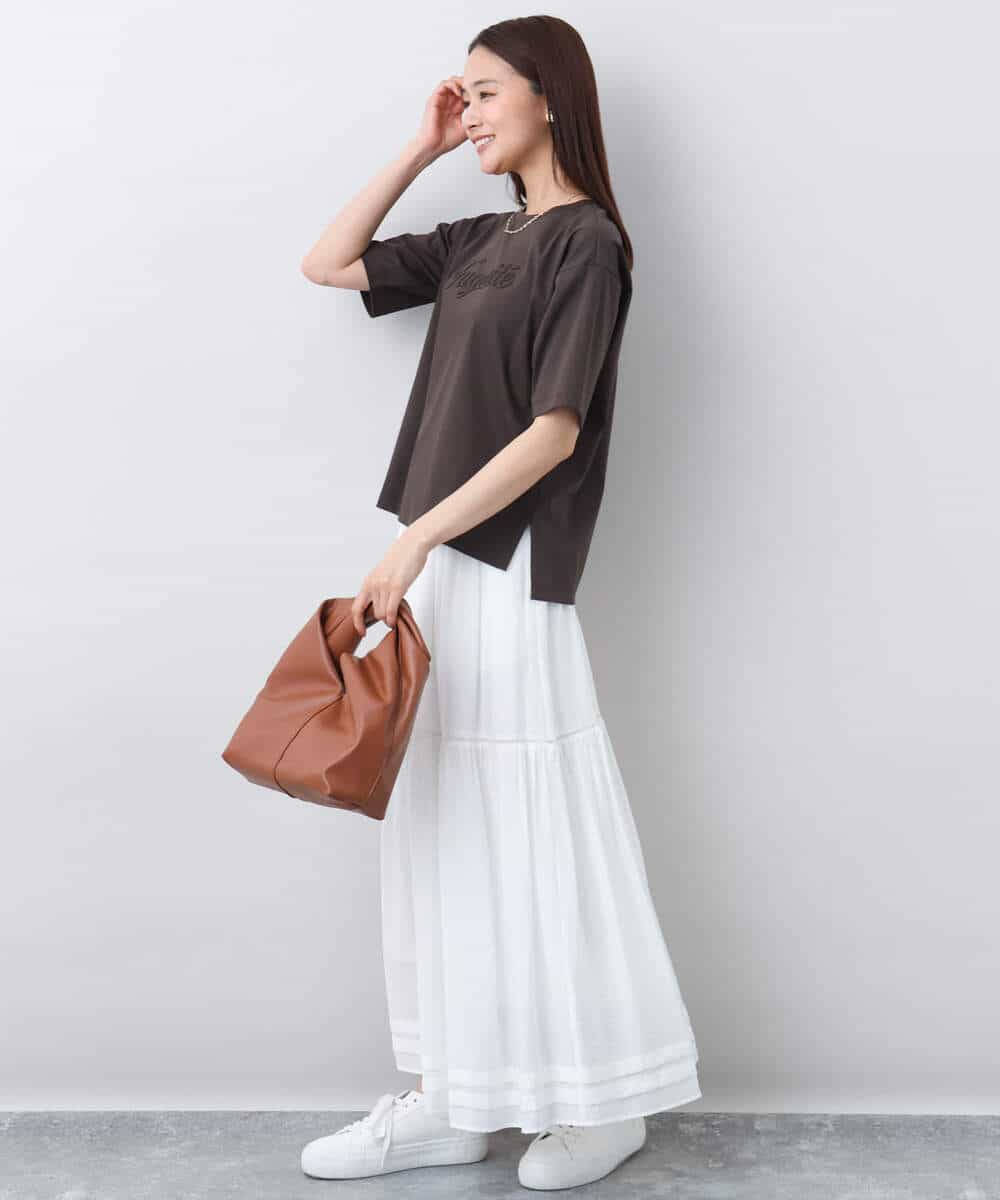 FOKHA62080 MK MICHEL KLEIN(MK ミッシェルクラン) リラックスシルエット ロゴTシャツ/接触冷感/洗える ホワイト