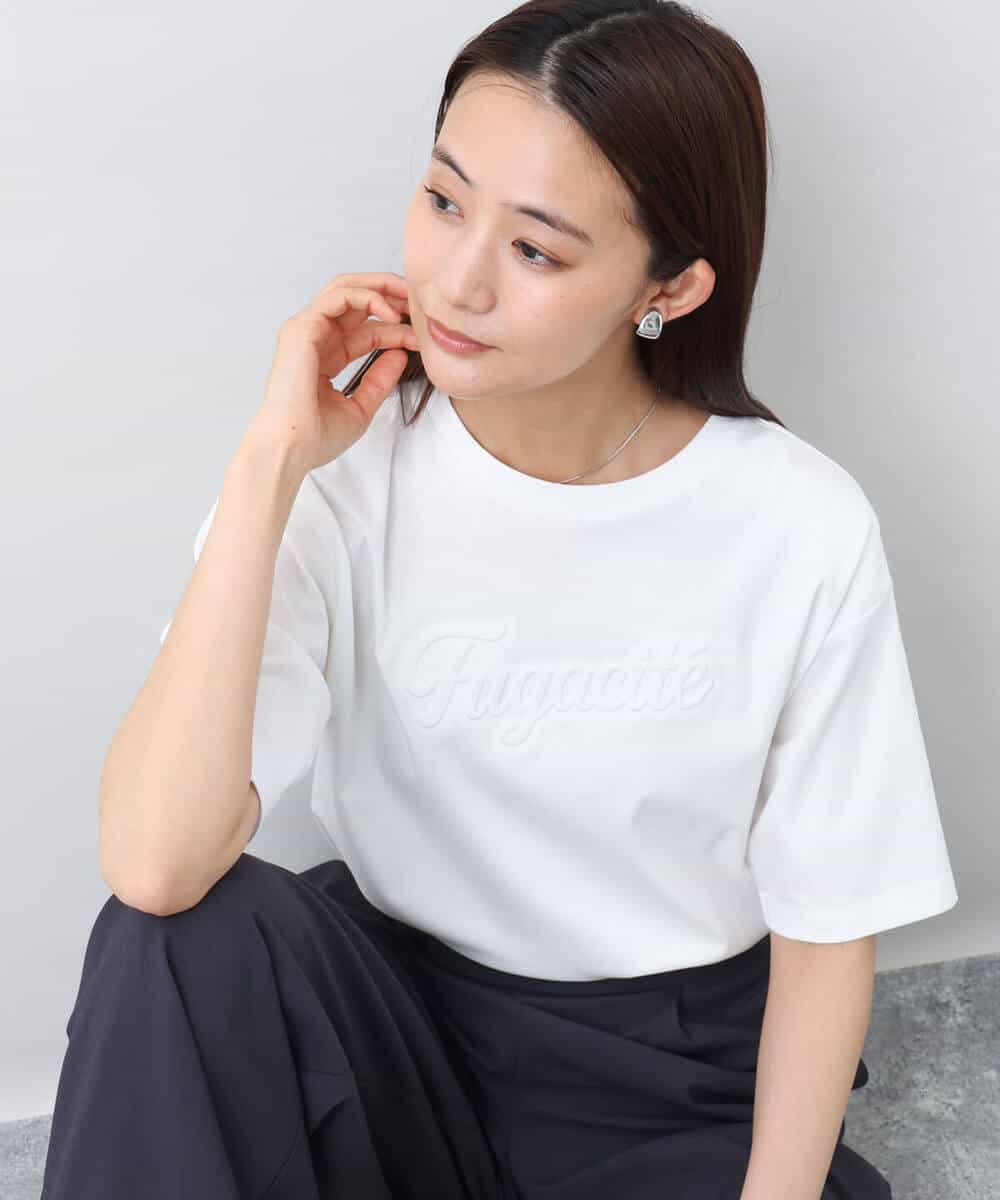 FOKHA62080 MK MICHEL KLEIN(MK ミッシェルクラン) リラックスシルエット ロゴTシャツ/接触冷感/洗える ホワイト