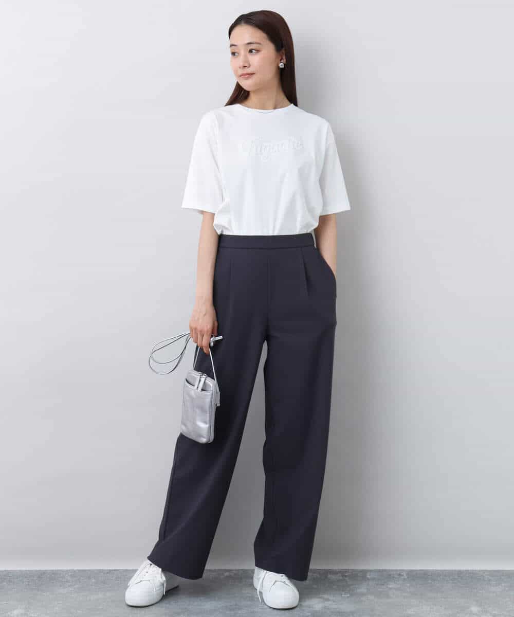 FOKHA62080 MK MICHEL KLEIN(MK ミッシェルクラン) リラックスシルエット ロゴTシャツ/接触冷感/洗える ホワイト