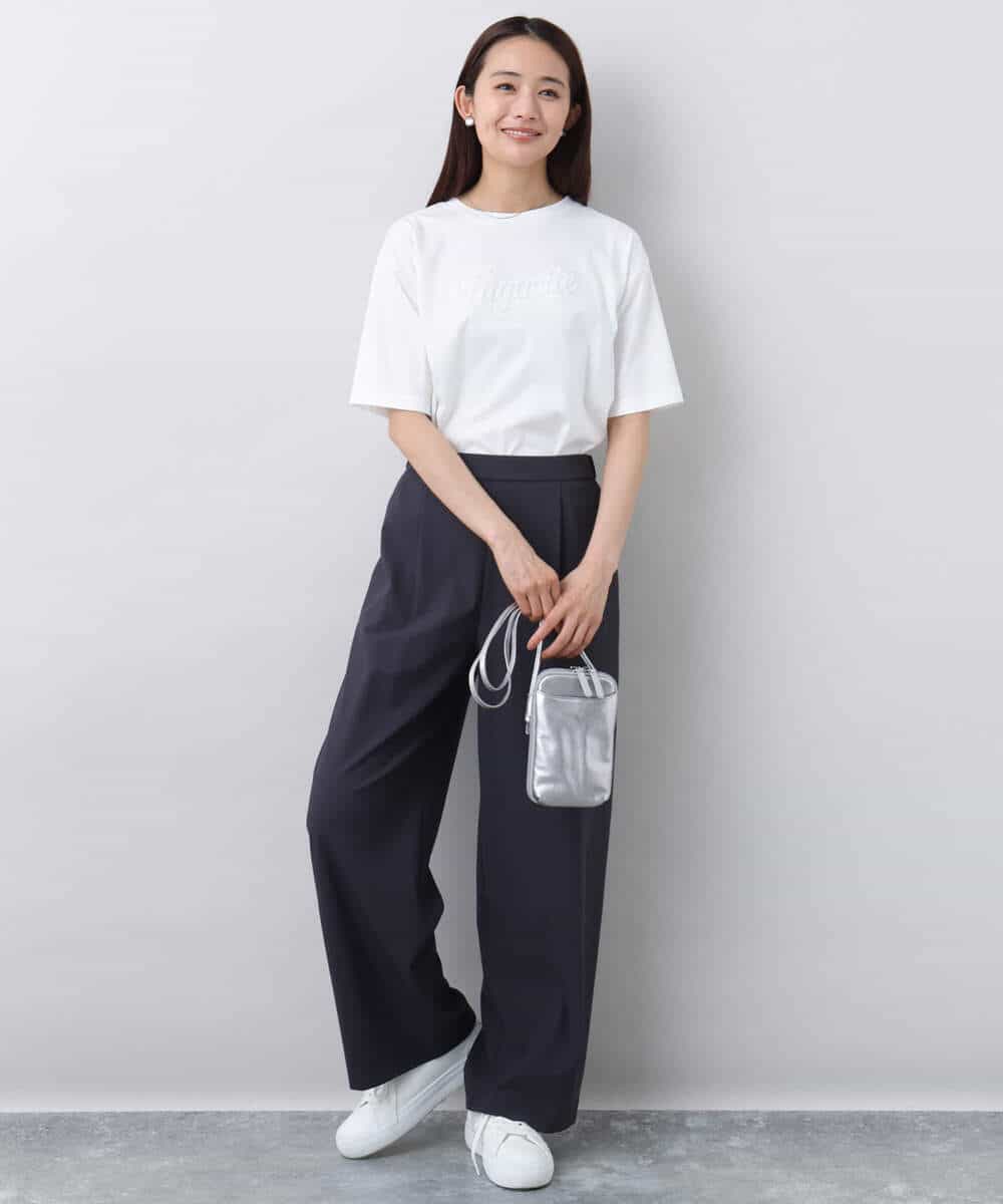 FOKHA62080 MK MICHEL KLEIN(MK ミッシェルクラン) リラックスシルエット ロゴTシャツ/接触冷感/洗える ホワイト