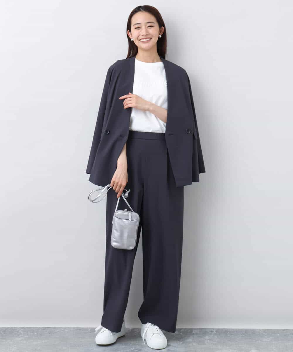 FOKHA62080 MK MICHEL KLEIN(MK ミッシェルクラン) リラックスシルエット ロゴTシャツ/接触冷感/洗える ホワイト
