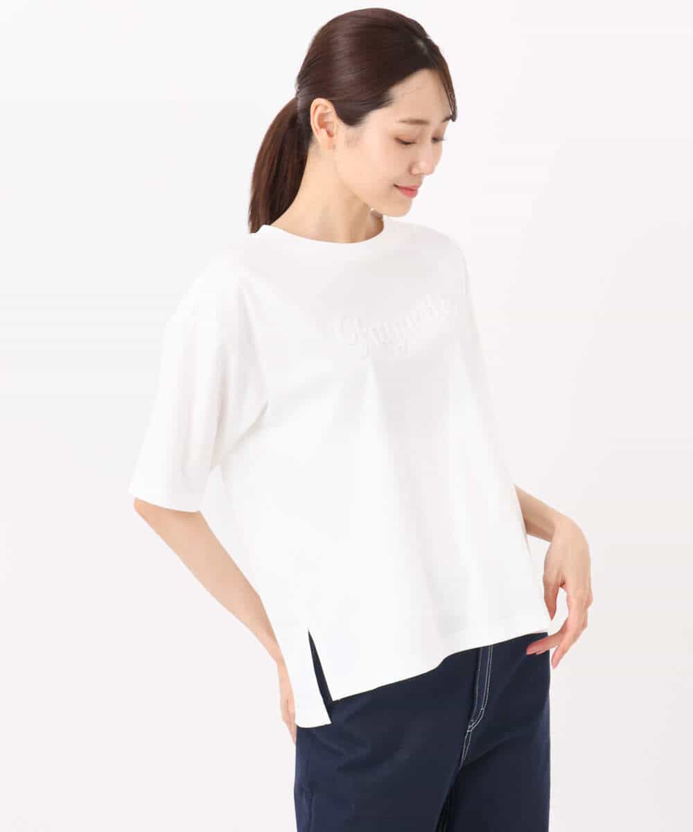 FOKHA62080 MK MICHEL KLEIN(MK ミッシェルクラン) リラックスシルエット ロゴTシャツ/接触冷感/洗える ホワイト