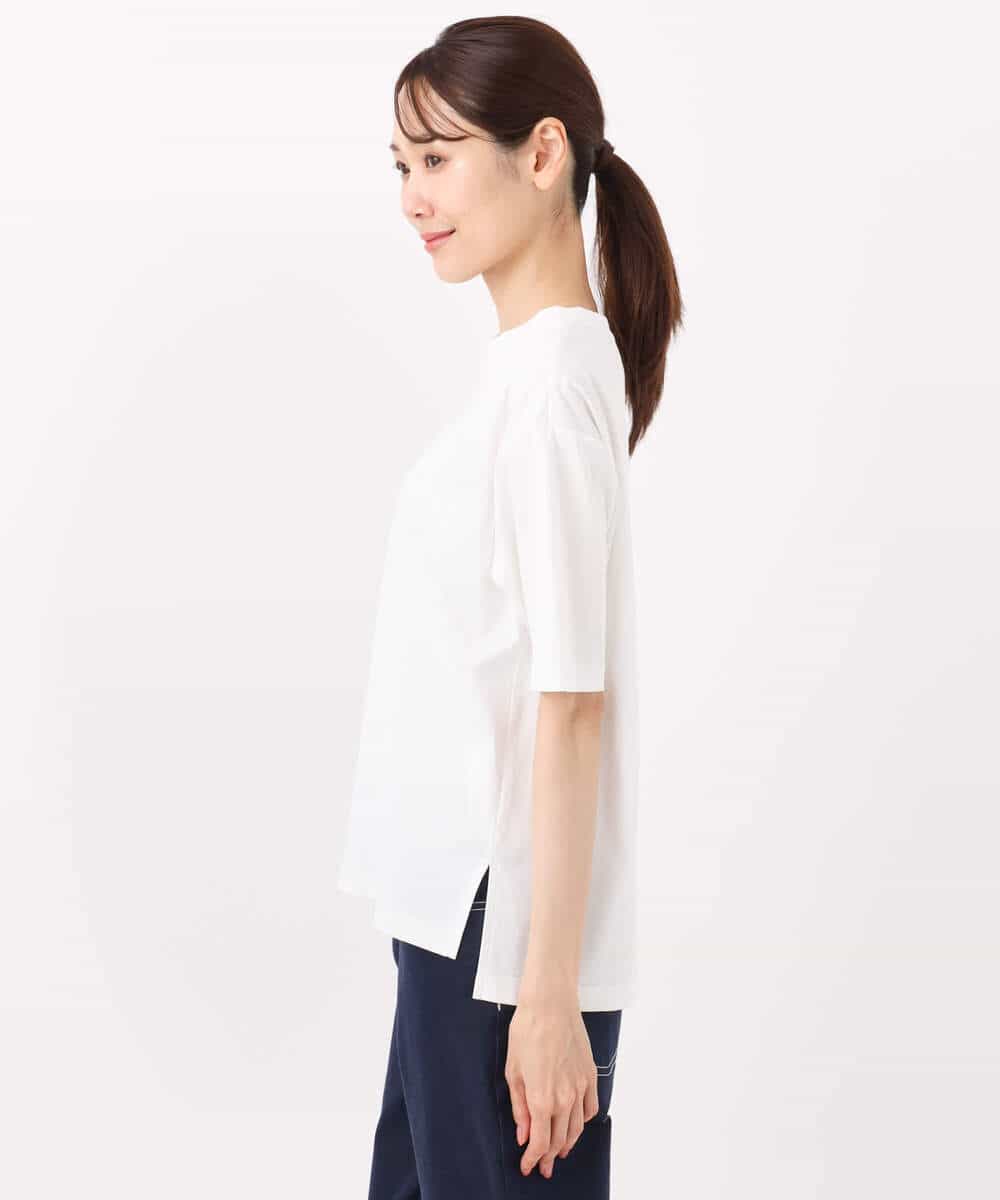 FOKHA62080 MK MICHEL KLEIN(MK ミッシェルクラン) リラックスシルエット ロゴTシャツ/接触冷感/洗える ホワイト