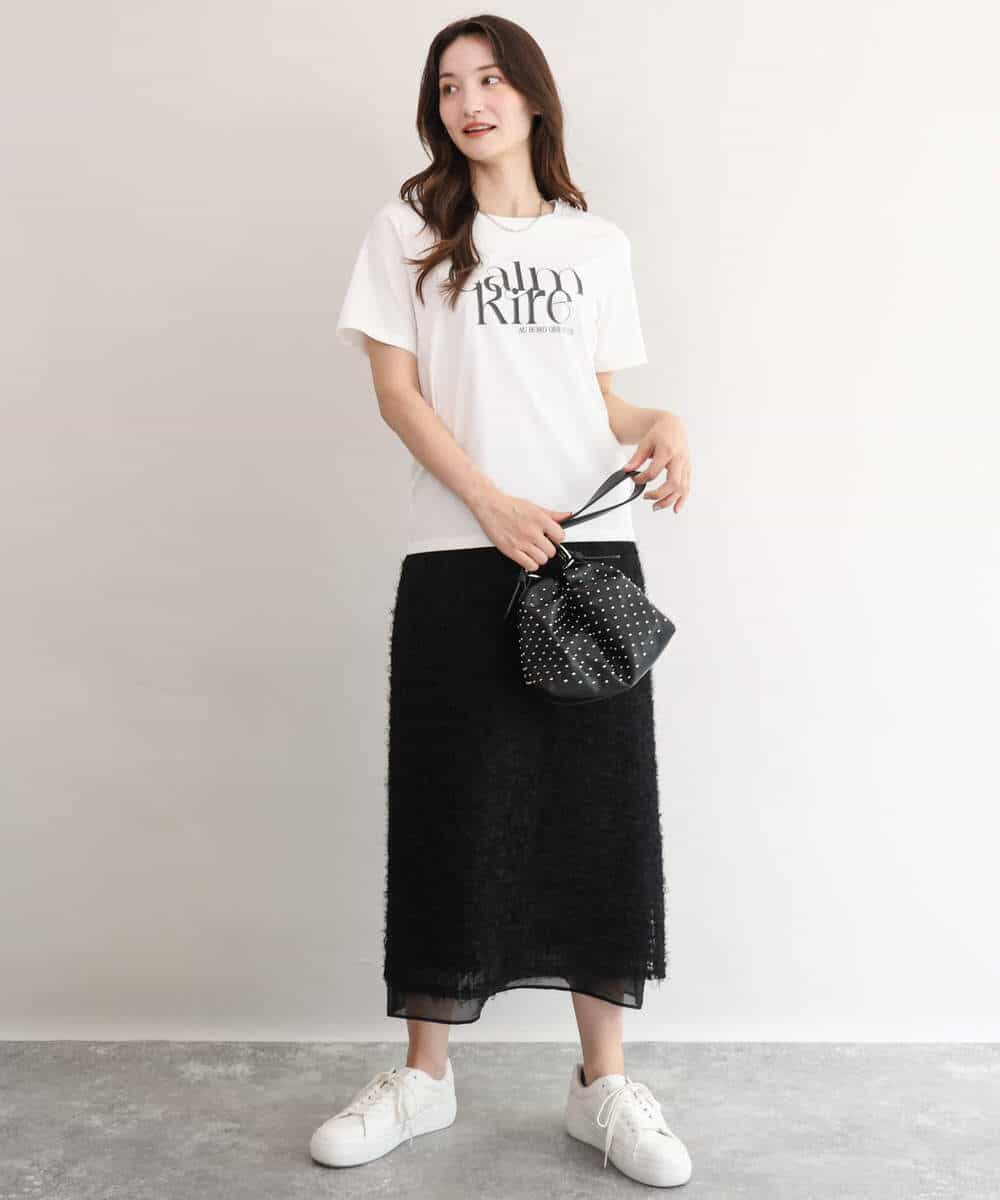 FOKID71085 MK MICHEL KLEIN(MK ミッシェルクラン) [接触冷感/洗える]コットンロゴTシャツ ホワイト