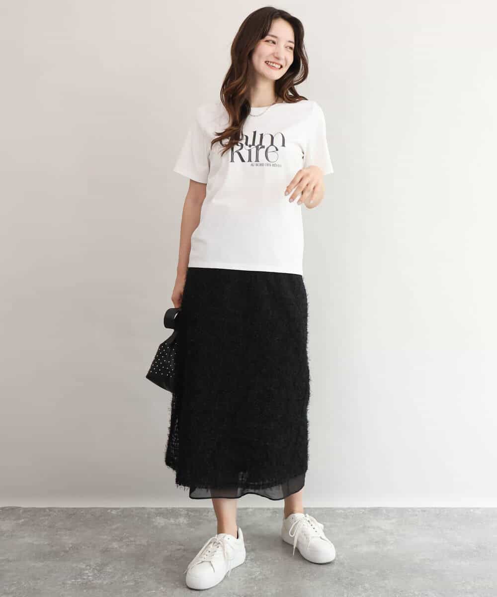 FOKID71085 MK MICHEL KLEIN(MK ミッシェルクラン) [接触冷感/洗える]コットンロゴTシャツ ホワイト