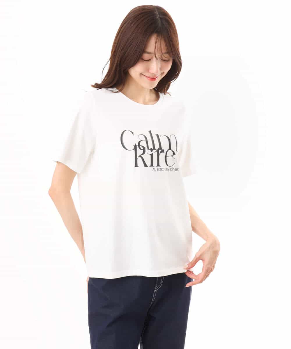 FOKID71085 MK MICHEL KLEIN(MK ミッシェルクラン) [接触冷感/洗える]コットンロゴTシャツ ホワイト