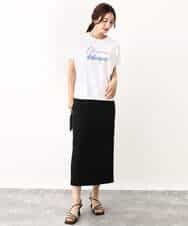 FOKIV70075 MK MICHEL KLEIN(MK ミッシェルクラン) スクエアプリントロゴTシャツ/洗える ベージュ