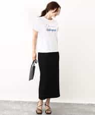 FOKIV70075 MK MICHEL KLEIN(MK ミッシェルクラン) スクエアプリントロゴTシャツ/洗える ベージュ