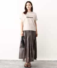 FOKIV70075 MK MICHEL KLEIN(MK ミッシェルクラン) スクエアプリントロゴTシャツ/洗える ベージュ