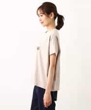 FOKIV70075 MK MICHEL KLEIN(MK ミッシェルクラン) スクエアプリントロゴTシャツ/洗える ベージュ