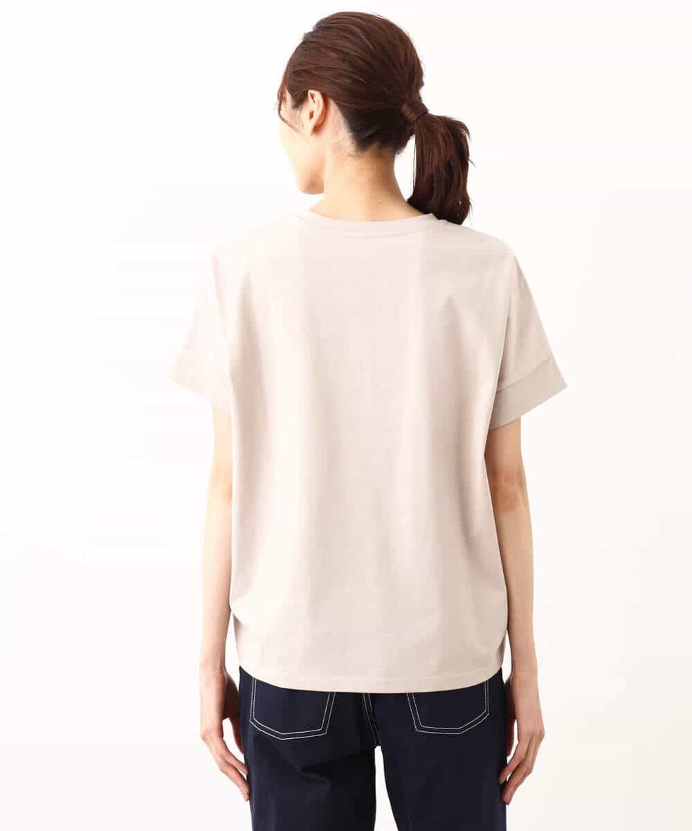 FOKIV70075 MK MICHEL KLEIN(MK ミッシェルクラン) スクエアプリントロゴTシャツ/洗える ベージュ