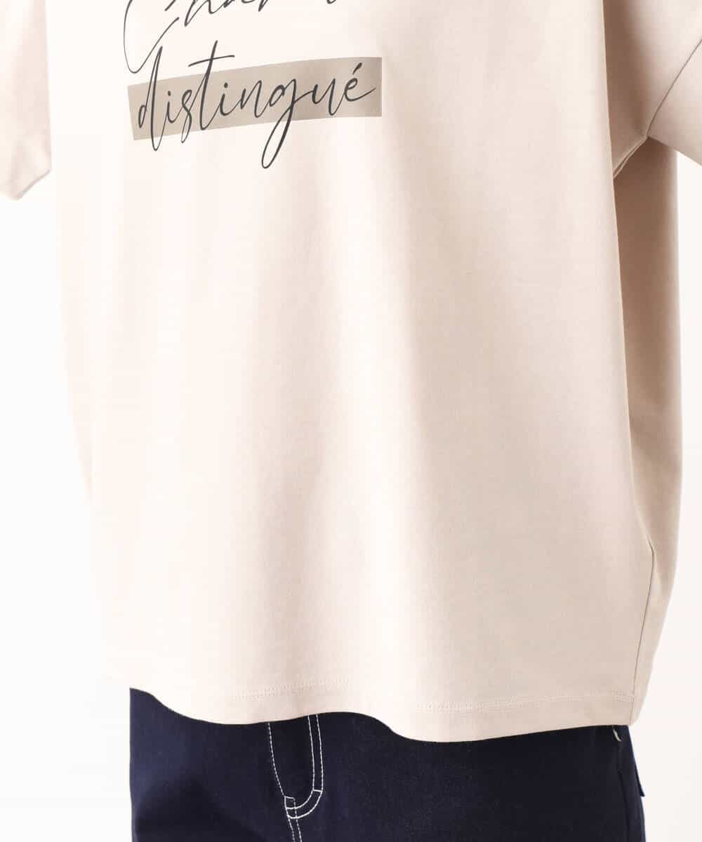 FOKIV70075 MK MICHEL KLEIN(MK ミッシェルクラン) スクエアプリントロゴTシャツ/洗える ベージュ