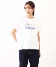 FOKIV70075 MK MICHEL KLEIN(MK ミッシェルクラン) スクエアプリントロゴTシャツ/洗える ベージュ