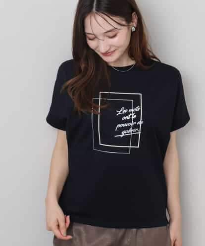 FOKJA70080 MK MICHEL KLEIN フレームロゴデザインTシャツ/UVカット/接触冷感/洗える