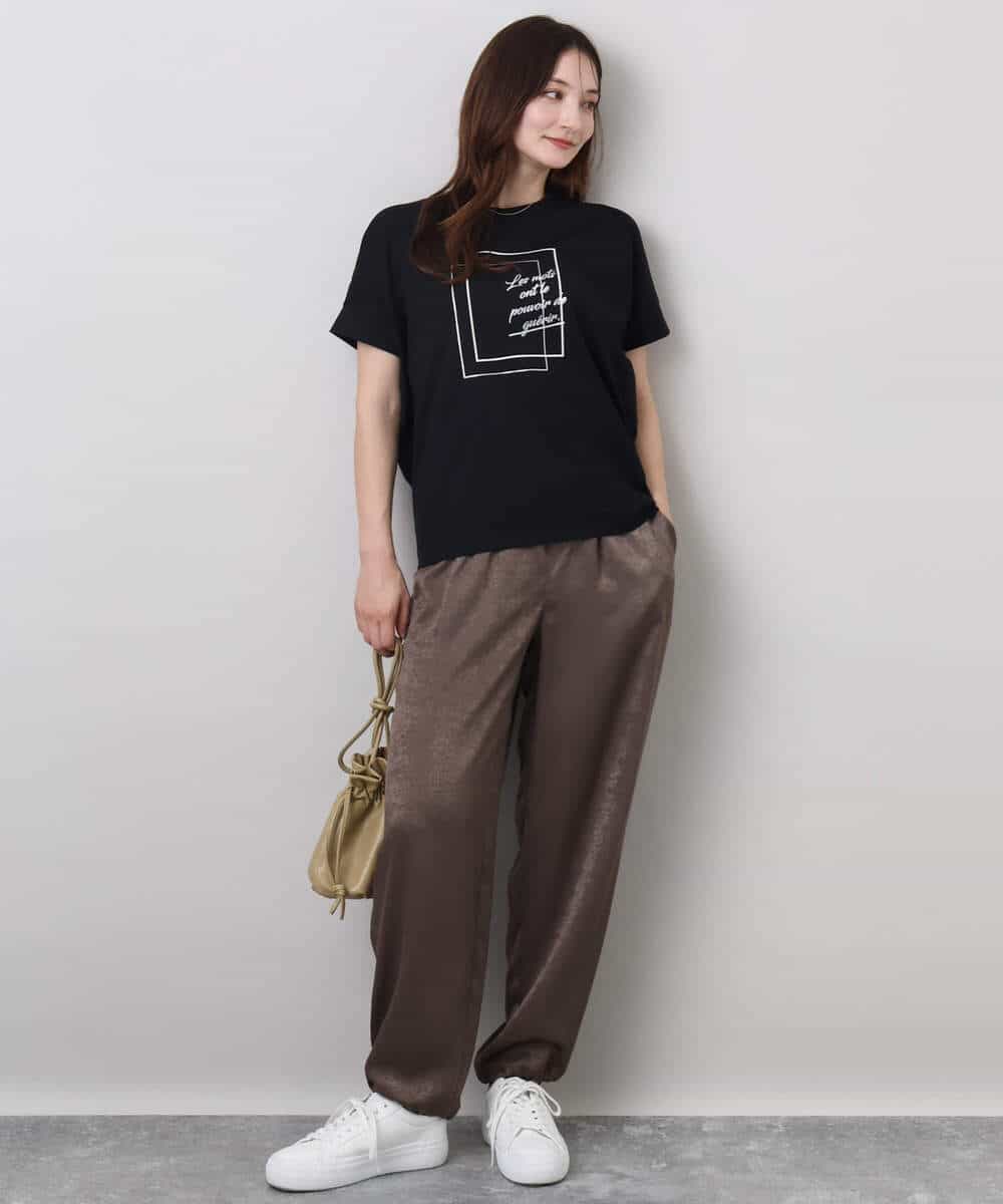 FOKJA70080 MK MICHEL KLEIN(MK ミッシェルクラン) フレームロゴデザインTシャツ/UVカット/接触冷感/洗える ホワイト