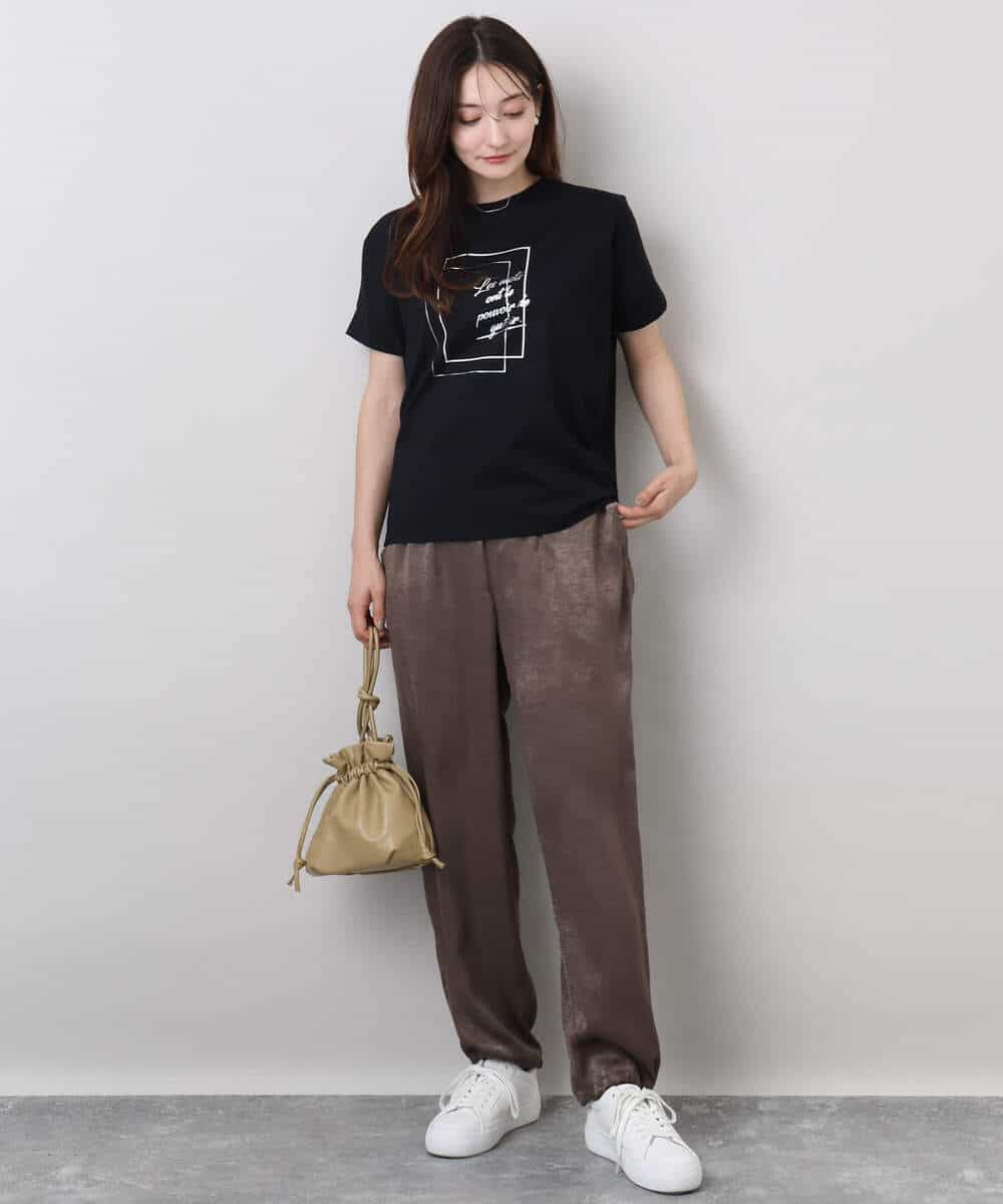 FOKJA70080 MK MICHEL KLEIN(MK ミッシェルクラン) フレームロゴデザインTシャツ/UVカット/接触冷感/洗える ホワイト