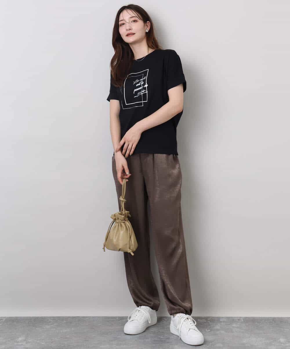 FOKJA70080 MK MICHEL KLEIN(MK ミッシェルクラン) フレームロゴデザインTシャツ/UVカット/接触冷感/洗える ホワイト