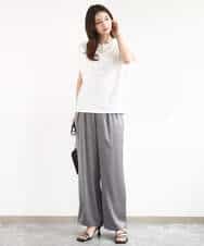 FOKJA70080 MK MICHEL KLEIN(MK ミッシェルクラン) フレームロゴデザインTシャツ/UVカット/接触冷感/洗える ホワイト
