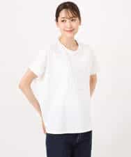 FOKJA70080 MK MICHEL KLEIN(MK ミッシェルクラン) フレームロゴデザインTシャツ/UVカット/接触冷感/洗える ホワイト