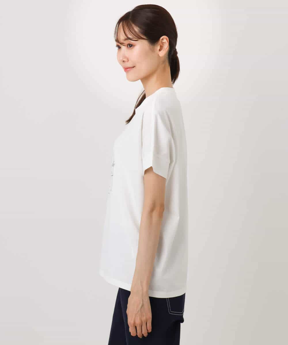 FOKJA70080 MK MICHEL KLEIN(MK ミッシェルクラン) フレームロゴデザインTシャツ/UVカット/接触冷感/洗える ホワイト