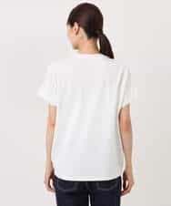 FOKJA70080 MK MICHEL KLEIN(MK ミッシェルクラン) フレームロゴデザインTシャツ/UVカット/接触冷感/洗える ホワイト