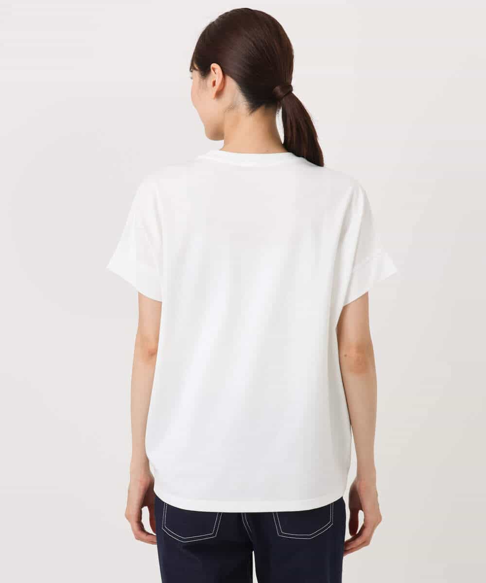 FOKJA70080 MK MICHEL KLEIN(MK ミッシェルクラン) フレームロゴデザインTシャツ/UVカット/接触冷感/洗える ホワイト