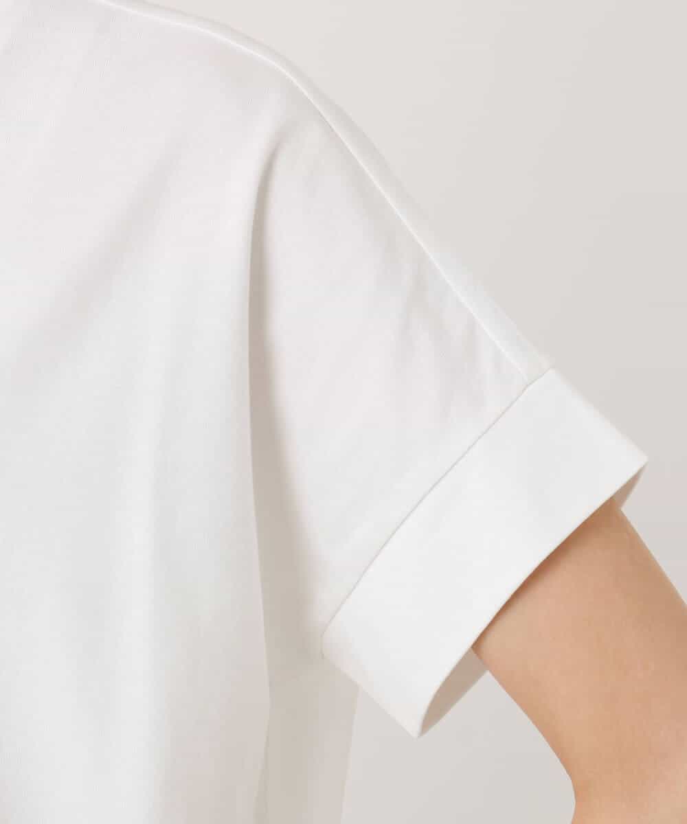 FOKJA70080 MK MICHEL KLEIN(MK ミッシェルクラン) フレームロゴデザインTシャツ/UVカット/接触冷感/洗える ホワイト