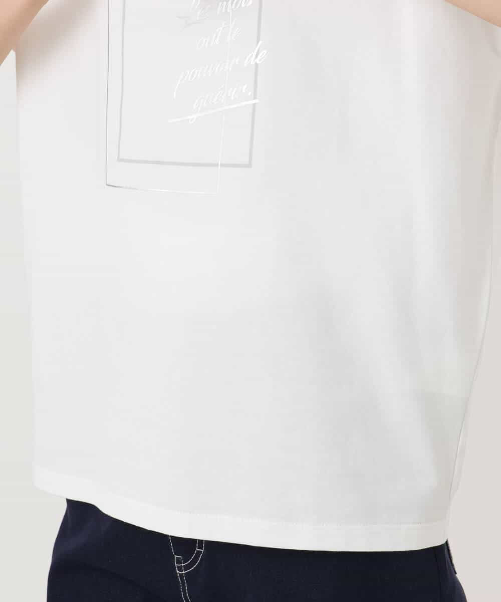 FOKJA70080 MK MICHEL KLEIN(MK ミッシェルクラン) フレームロゴデザインTシャツ/UVカット/接触冷感/洗える ホワイト