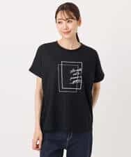 FOKJA70080 MK MICHEL KLEIN(MK ミッシェルクラン) フレームロゴデザインTシャツ/UVカット/接触冷感/洗える ホワイト
