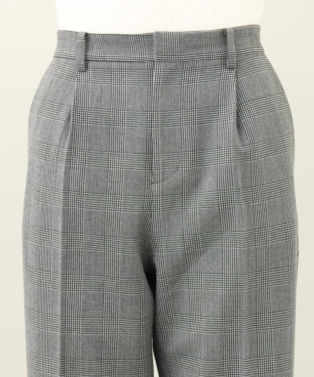FOLAA48170 MK MICHEL KLEIN(MK ミッシェルクラン) 裏起毛テーパードパンツ(無地・チェック)/セットアップ対応/洗える グレー（チェック）