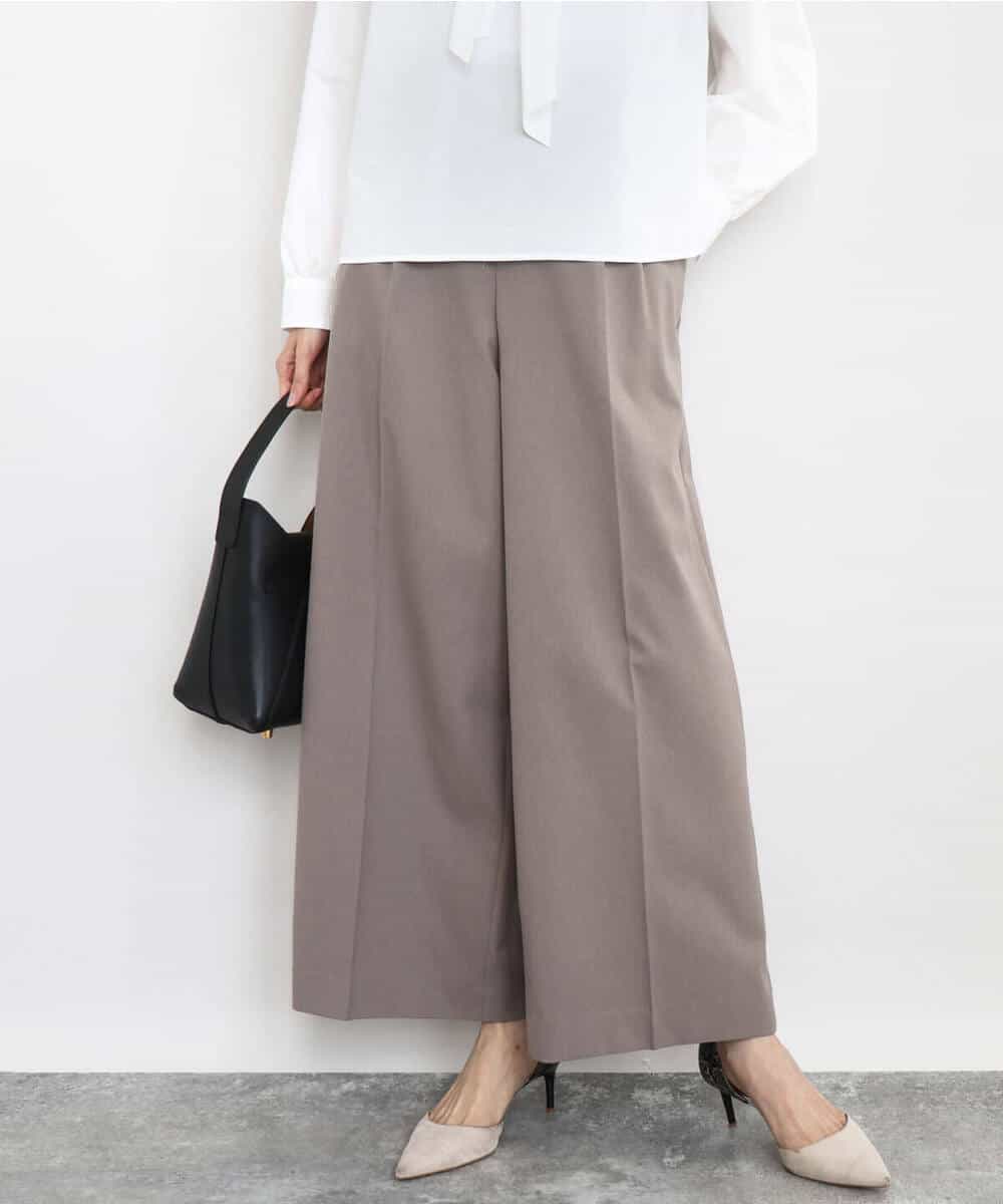 FOLAD45160 MK MICHEL KLEIN(MK ミッシェルクラン) ストレートワイドシルエットパンツ（無地・チェック）/洗える グレー（チェック）