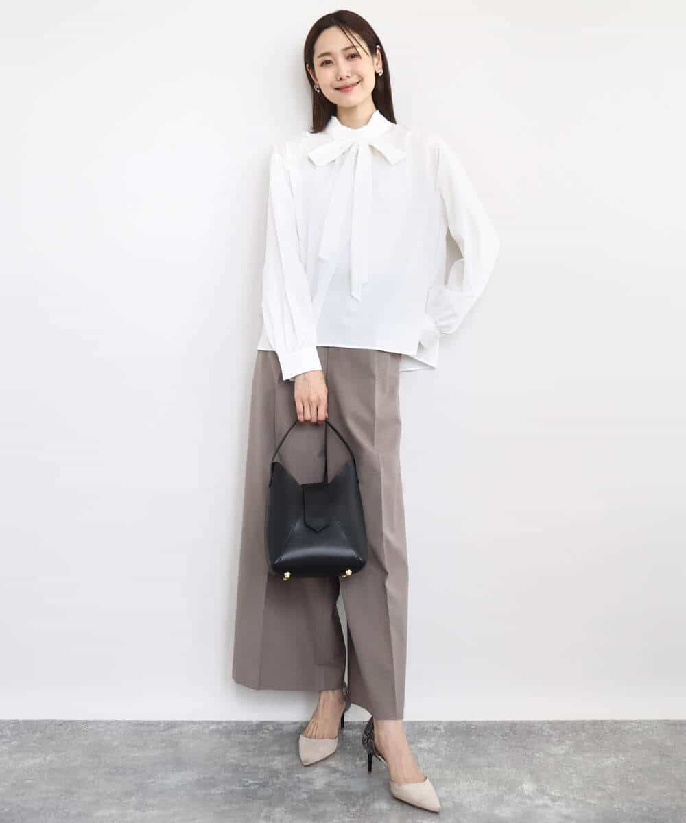 FOLAD45160 MK MICHEL KLEIN(MK ミッシェルクラン) ストレートワイドシルエットパンツ（無地・チェック）/洗える グレー（チェック）