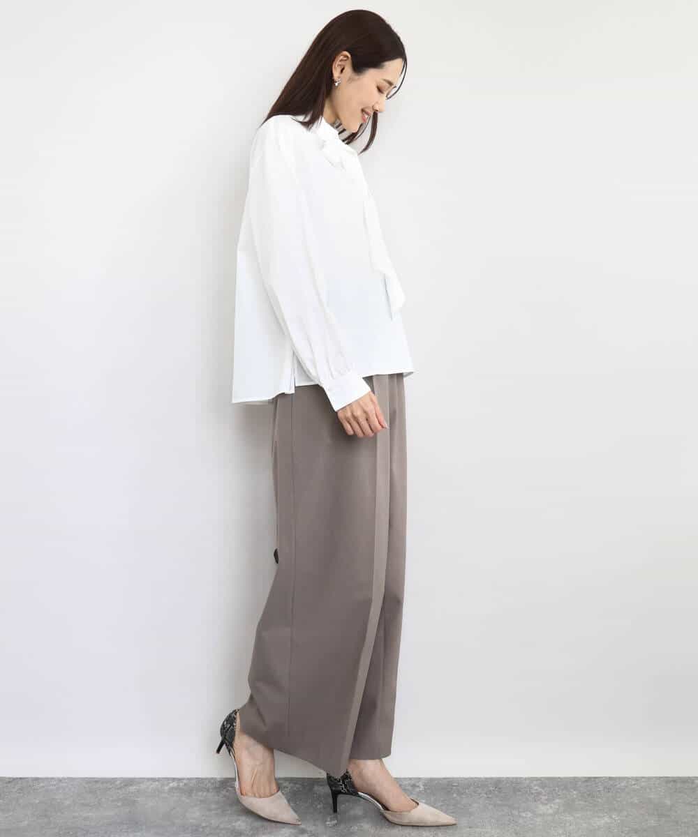 FOLAD45160 MK MICHEL KLEIN(MK ミッシェルクラン) ストレートワイドシルエットパンツ（無地・チェック）/洗える グレー（チェック）
