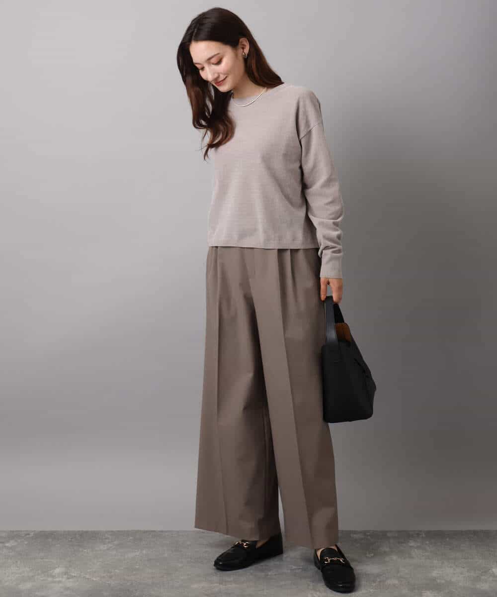 FOLAD45160 MK MICHEL KLEIN(MK ミッシェルクラン) ストレートワイドシルエットパンツ（無地・チェック）/洗える グレー（チェック）