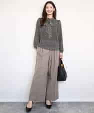 FOLAD45160 MK MICHEL KLEIN(MK ミッシェルクラン) ストレートワイドシルエットパンツ（無地・チェック）/洗える グレー（チェック）