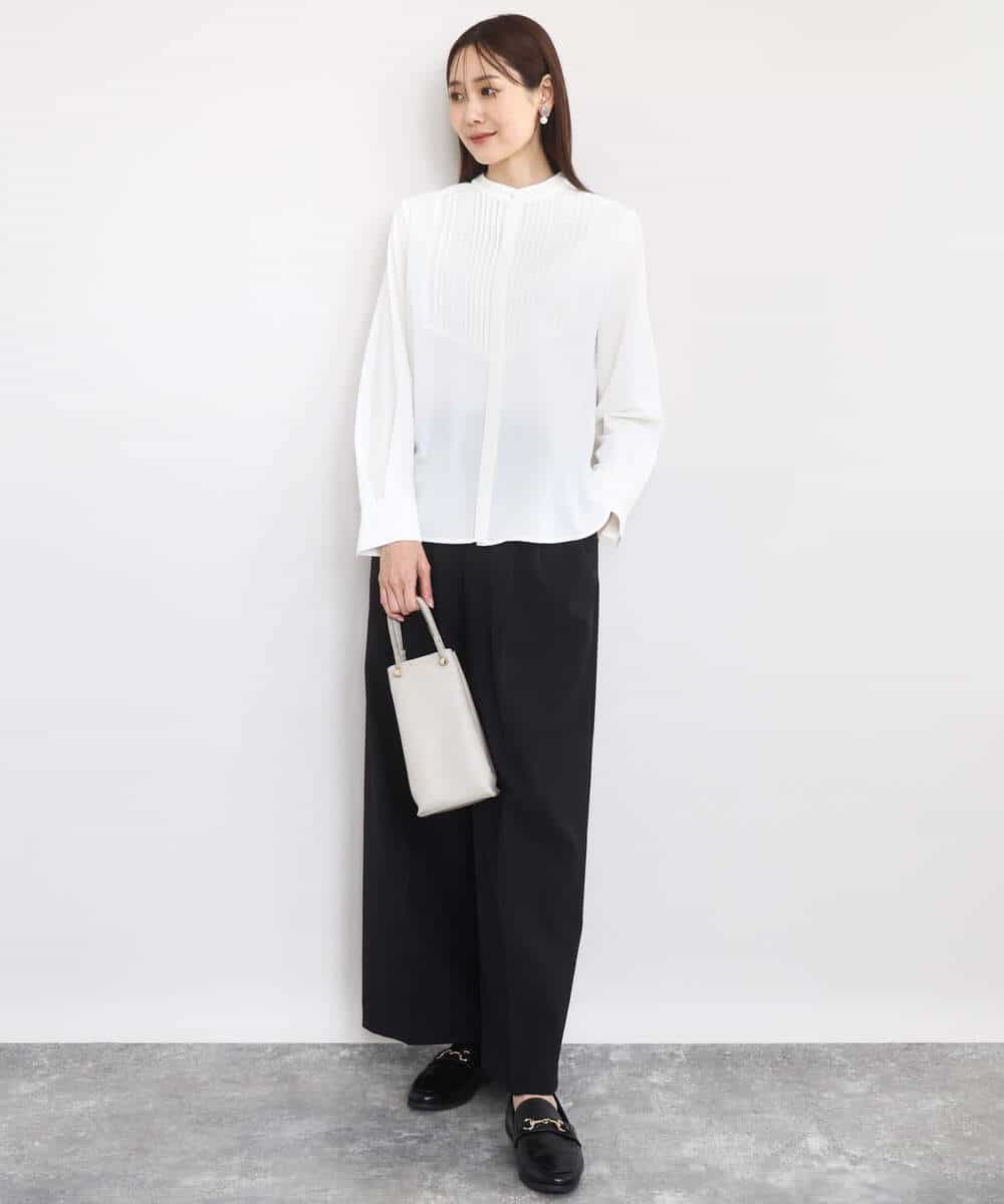 FOLAD45160 MK MICHEL KLEIN(MK ミッシェルクラン) ストレートワイドシルエットパンツ（無地・チェック）/洗える グレー（チェック）