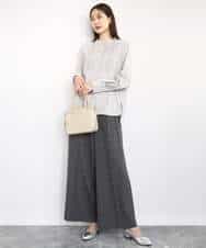 FOLAD45160 MK MICHEL KLEIN(MK ミッシェルクラン) ストレートワイドシルエットパンツ（無地・チェック）/洗える グレー（チェック）