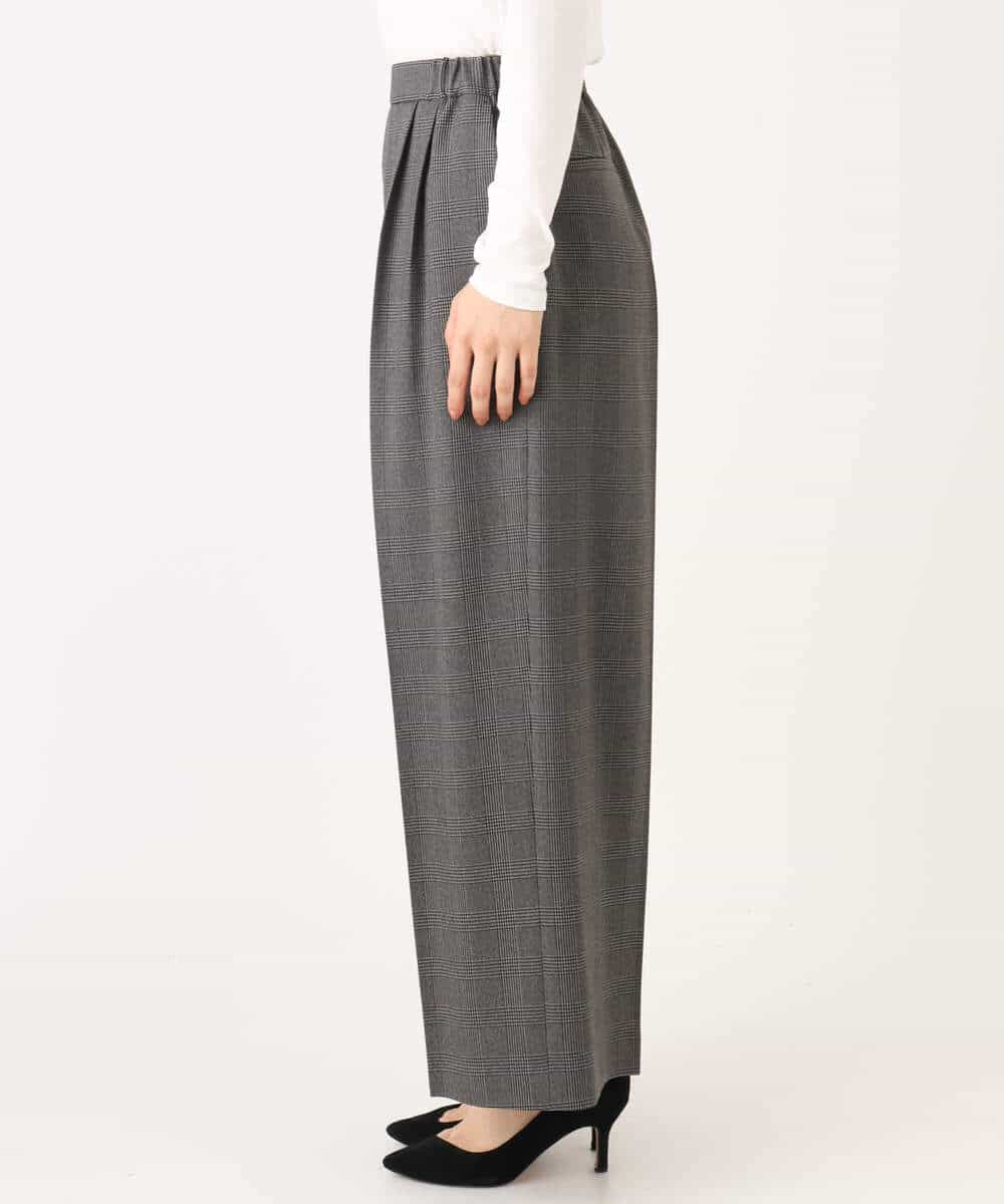 FOLAD45160 MK MICHEL KLEIN(MK ミッシェルクラン) ストレートワイドシルエットパンツ（無地・チェック）/洗える グレー（チェック）