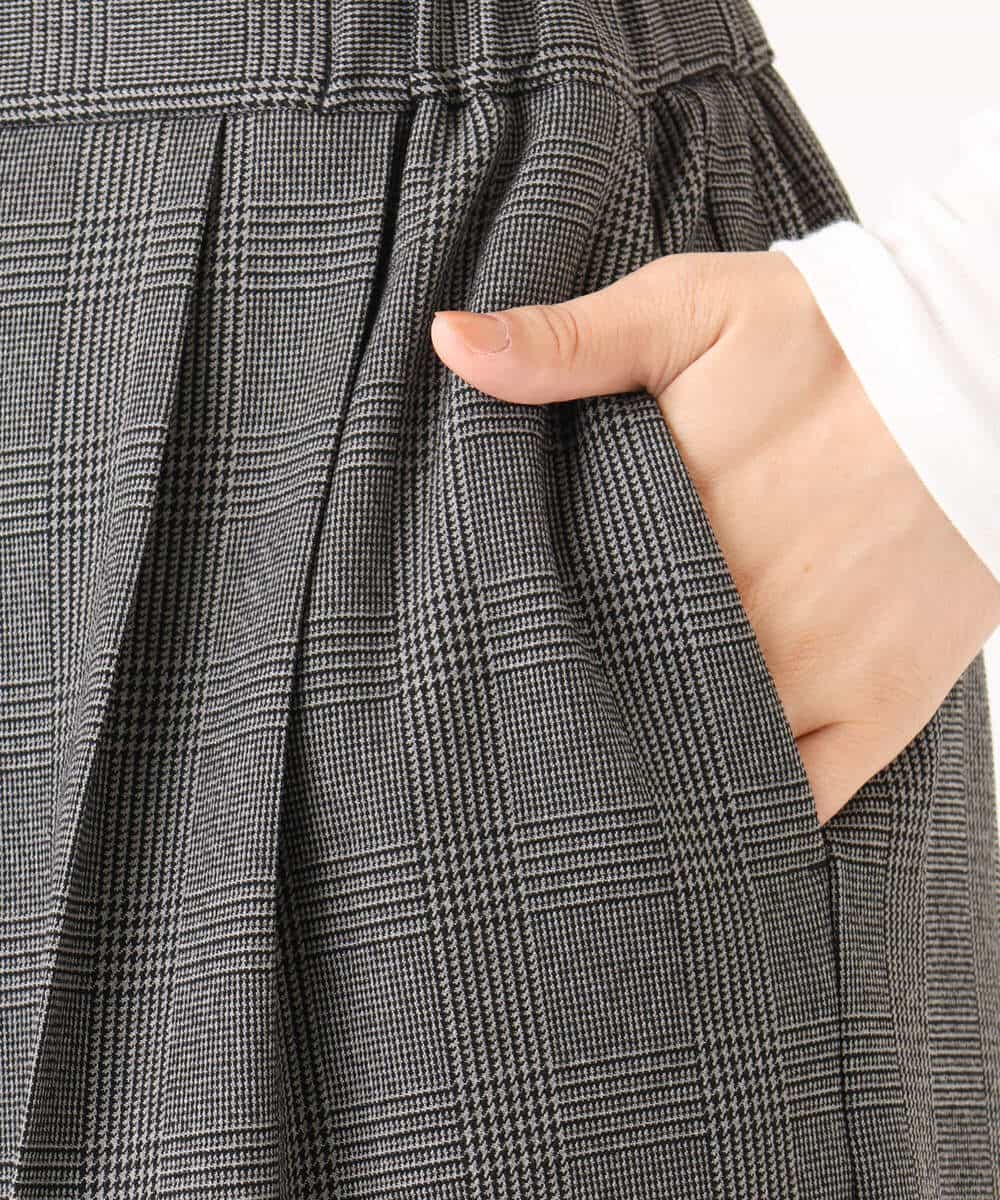 FOLAD45160 MK MICHEL KLEIN(MK ミッシェルクラン) ストレートワイドシルエットパンツ（無地・チェック）/洗える グレー（チェック）