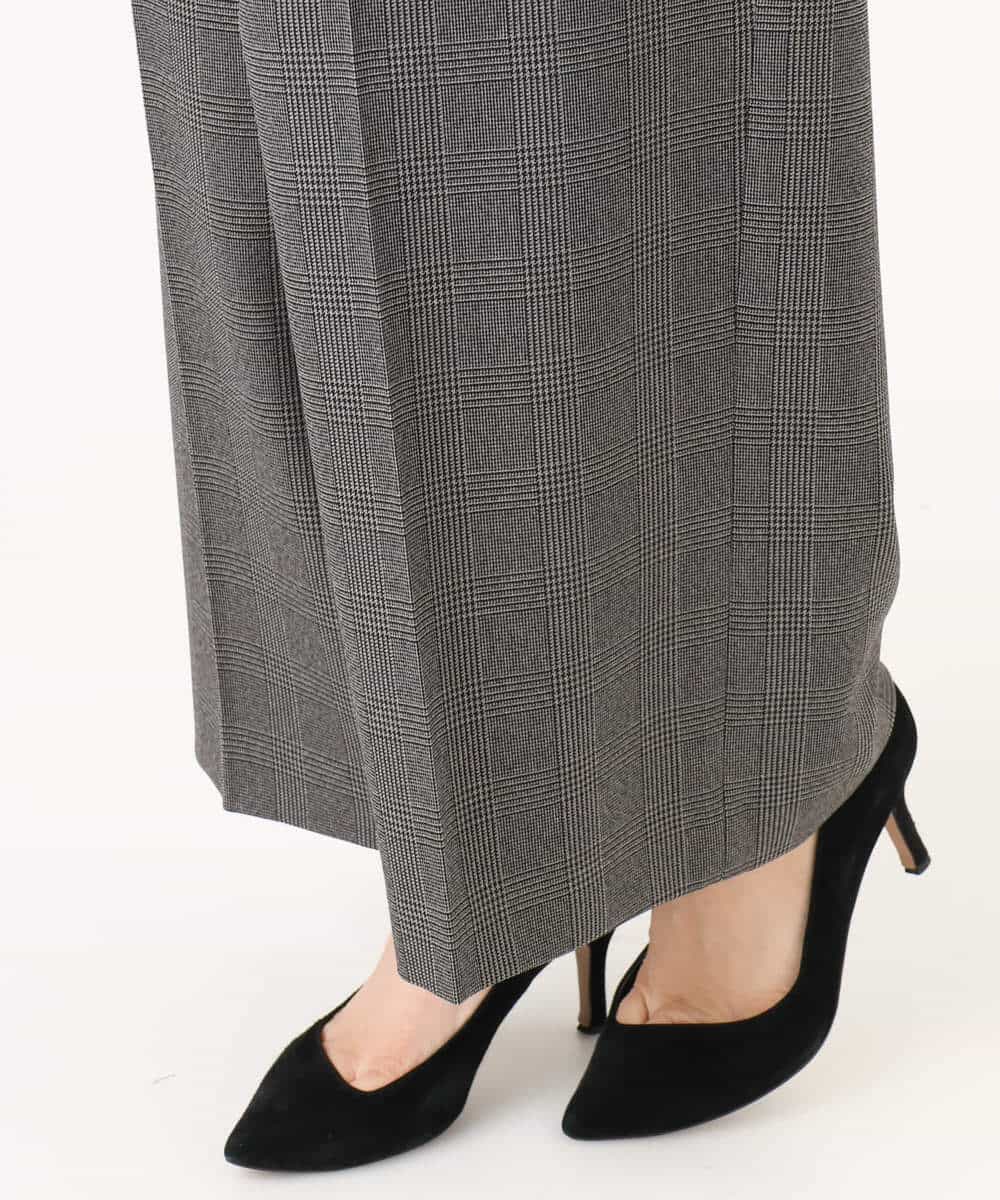 FOLAD45160 MK MICHEL KLEIN(MK ミッシェルクラン) ストレートワイドシルエットパンツ（無地・チェック）/洗える グレー（チェック）