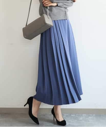FOLAG54180 MK MICHEL KLEIN [撥水/洗える]サイドプリーツツイルワイドパンツ
