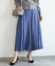 FOLAG54180 MK MICHEL KLEIN(MK ミッシェルクラン) [撥水/洗える]サイドプリーツツイルワイドパンツ ネイビー
