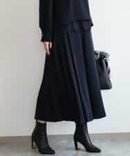 FOLAG54180 MK MICHEL KLEIN(MK ミッシェルクラン) [撥水/洗える]サイドプリーツツイルワイドパンツ ネイビー