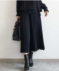 FOLAG54180 MK MICHEL KLEIN(MK ミッシェルクラン) [撥水/洗える]サイドプリーツツイルワイドパンツ ネイビー