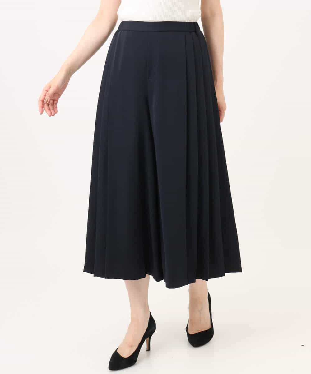 FOLAG54180 MK MICHEL KLEIN(MK ミッシェルクラン) [撥水/洗える]サイドプリーツツイルワイドパンツ ネイビー